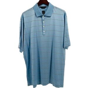 Tiger Woods Nike Golf Polo Shirt Mens Blue Striped size XL 10512